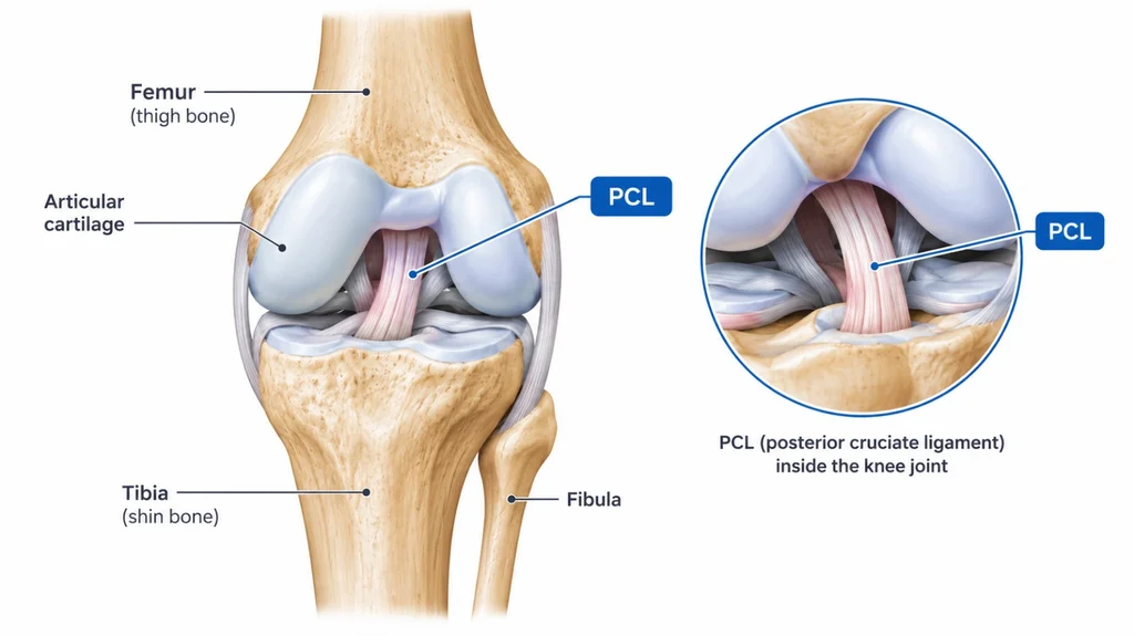 Diagram of the PCL inside the knee joint